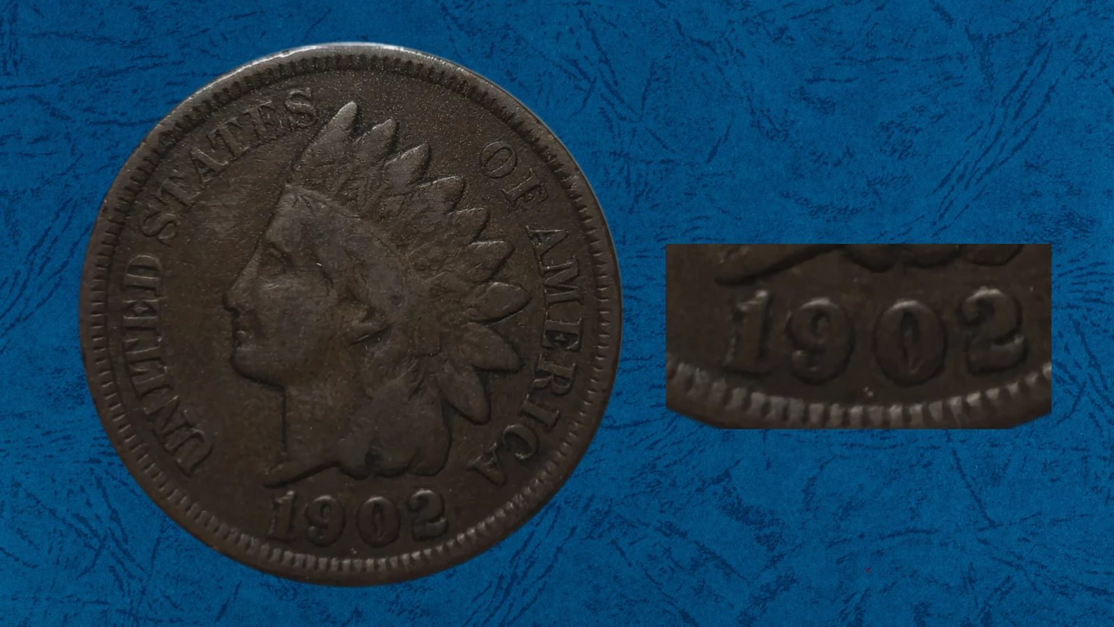 1902 Indian Head Penny Doubled Die Obverse FS-101 showing clear doubling on LIBERTY lettering and date